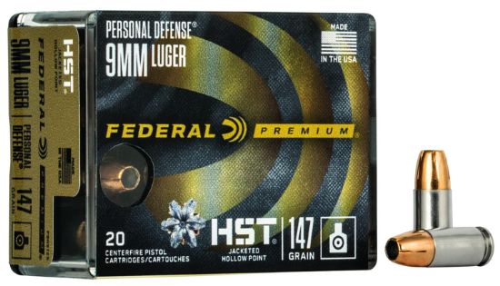 Picture of Federal P9hst2s Premium Personal Defense 9Mm Luger 147 Gr Hst Jacketed Hollow Point 20 Per Box/ 10 Case 