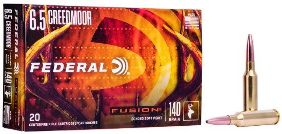 Picture of Federal F65crdfs1 Fusion 6.5 Creedmoor 140 Gr Fusion Soft Point 20 Per Box/ 10 Case 