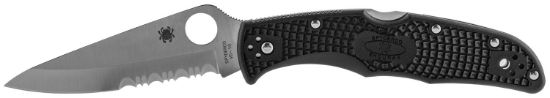 Picture of Spyderco C10psbk Endura 4 Lightweight 3.75" Folding Drop Point Part Serrated Vg-10 Ss Blade Black Textured Frn Handle Includes Pocket Clip 