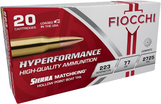 Picture of Fiocchi 223Mkd Hyperformance Compete 223 Rem 77 Gr Sierra Matchking Bthp 20 Per Box/ 10 Case 