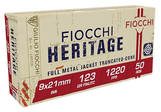 Picture of Fiocchi 9X21 Heritage 9X21mm Imi 123 Gr Full Metal Jacket Truncated Cone 50 Per Box/ 20 Case 