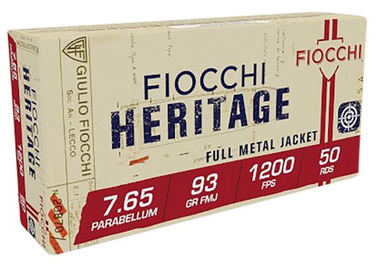 Picture of Fiocchi 765A Heritage 7.65X21mm Parabellum 93 Gr Semi Jacketed Soft Point 50 Per Box/ 20 Case 