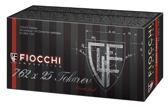 Picture of Fiocchi 762Tok Heritage 7.62X25mm Tokarev 88 Gr Full Metal Jacket 50 Per Box/ 20 Case 