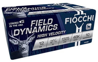 Picture of Fiocchi 12Hv4bk Field Dynamics High Velocity 12 Gauge 2.75" 27 Pellets 4 Buck Shot 10 Per Box/ 25 Case 