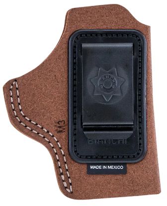 Picture of Bianchi 18026 6C Iwb Tan Leather Belt Clip Compatible W/Glock 19/23/26/27/36 Right Hand 