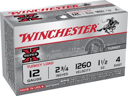 Picture of Winchester Ammo X12mt4 Super X Magnum Turkey 12 Gauge 2.75" 1 1/2 Oz Copper Plated 4 Shot 10 Bx/ 10 Case 