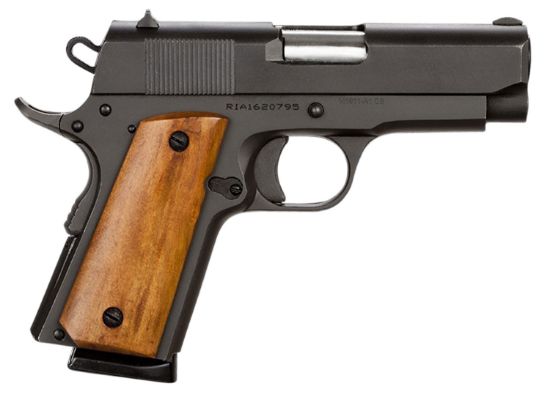 Picture of Rock Island 51416 Gi Standard Cs *Ca Compliant 45 Acp Caliber With 3.50" Barrel, 7+1 Capacity, Overall Black Parkerized Finish Steel, Beavertail Frame, Serrated Slide & Wood Grip 