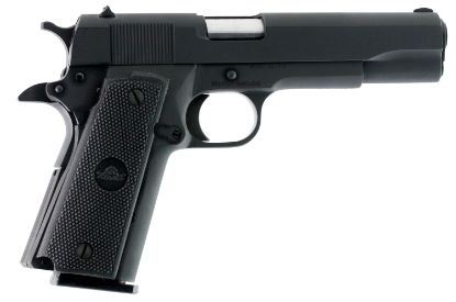 Picture of Rock Island 51453 Gi Standard Fshc *Ca Compliant 45 Acp Caliber With 5" Barrel, 10+1 Capacity, Overall Black Parkerized Finish Steel, Beavertail Frame, Serrated Slide & Black Rubber Grip 