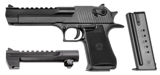 Picture of Magnum Research De50wb6 Desert Eagle Mark Xix Conversion Combo 44 Rem Mag, 50 Ae 6" 7+1, 8+1 Black Carbon Steel Frame & Slide Black Rubber Grip 