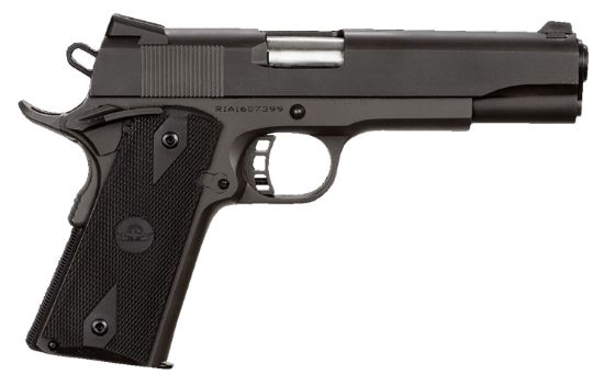 Picture of Rock Island 51632 Rock Standard Fs 9Mm Luger Caliber With 5" Barrel, 10+1 Capacity, Overall Black Parkerized Finish Steel, Beavertail Frame, Serrated Slide & Black Rubber Grip 