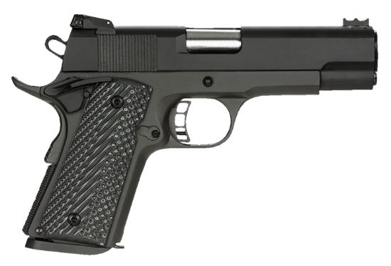 Picture of Rock Island 51857 Rock Ultra Cco 45 Acp Caliber With 4.20" Barrel, 7+1 Capacity, Overall Black Anodized Finish Aluminum Beavertail Frame, Serrated Black Parkerized Steel Slide & Black/Gray G10 Grip 