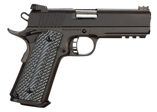 Picture of Rock Island 51994 Tac Ultra Ms 10Mm Auto Caliber With 4.25" Barrel, 8+1 Capacity, Overall Black Parkerized Finish Steel, Picatinny Rail/Beavertail Frame, Serrated Slide & Black/Gray G10 Grip 