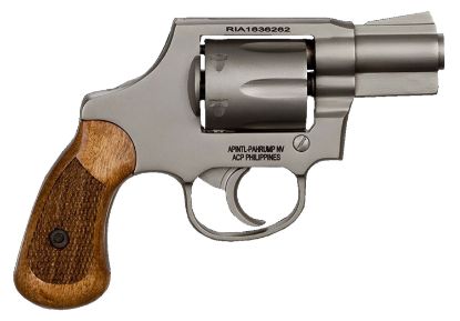 Picture of Rock Island 51289 M206 Small Frame 38 Special 6 Shot, 2" Matte Nickel Steel Barrel, Cylinder & Frame, Checkered Wood Grip, Transfer Bar Safety, Concealed Hammer 