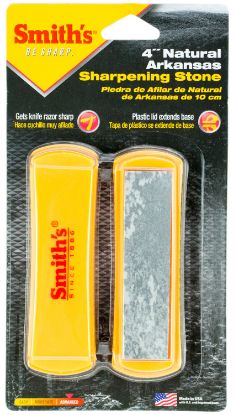 Picture of Smiths Products 50556 Arkansas Sharpening Stone Hand Held 4" Ceramic Stone Sharpener Plastic Handle White/Yellow 