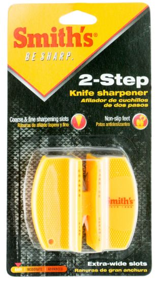 Picture of Smiths Products Ccks Knife Sharpener 2-Step Fine, Coarse Carbide, Ceramic Sharpener Rubber Handle Yellow 