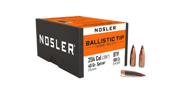 Picture of Nosler 52111 Ballistic Tip 204 Ruger .204 40 Gr Spitzer/ 100 Per Box 