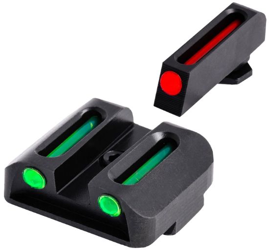 Picture of Truglo Tg131g2 Fiber-Optic Sight Set High Red Fiber Optic Front/Green Fiber Optic Rear/Black Nitride Fortress Frame, Compatible W/Most Glock Except Mos, Front Post/Rear Dovetail Mount 