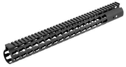 Picture of Utg Pro Mtu019ssk Pro Slim Rail Handguard Free-Floating 15" L Aluminum Material With Black Anodized Finish, Keymod Slots & Picatinny Rail For Ar-15 
