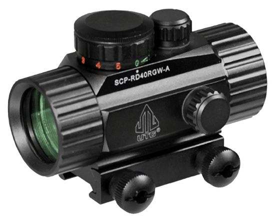 Picture of Utg Scprd40rgwa Utg 3.8" Ita Red/Green Cqb Dot Sight Black Anodized Hardcoat 1X 39.2Mm 4 Moa Dual Red/Green Cqb Dot 