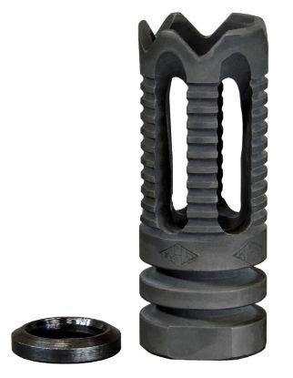 Picture of Yankee Hill 285C2 Phantom Flash Hider Black Steel With 1/2"-28 Tpi Threads & Teeth For 5.56X45mm Nato Ar-Platform 