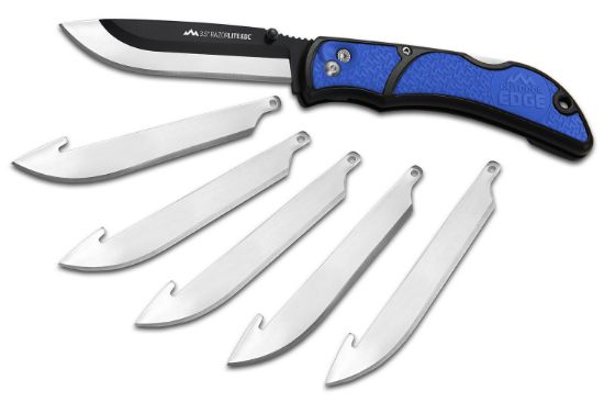 Picture of Outdoor Edge Rlu40c Razorlite 3.50" Folding Drop Point Tanto Plain 420J2 Ss Blade Black/Blue Polymer Handle 