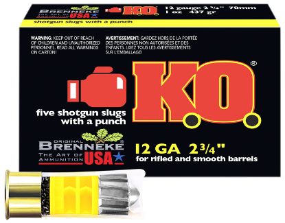 Picture of Brenneke Sl122ko K.O. 12 Gauge 2.75" 1 Oz Slug Shot 5 Per Box/ 50 Case 