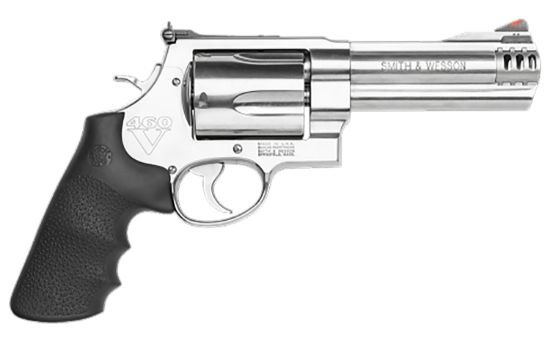 Picture of Smith & Wesson 163465 Model 460 Xvr 460 S&W Mag 5" Stainless Steel Barrel & 5Rd Cylinder, Satin Stainless Steel X-Frame, Includes Two Rear Sights & Two Muzzle Brakes 