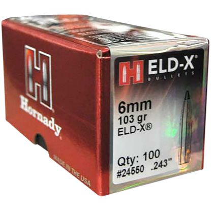 Picture of Hornady 24550 Eld-X 6Mm .243 103 Gr Extremely Low Drag Expanding 100 Per Box/ 25 Case 