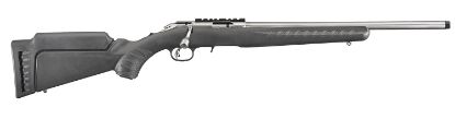 Picture of Ruger 8351 American Rimfire Full Size 22 Lr 10+1 18" Satin Stainless Threaded Barrel, Satin Stainless Scope Rail Receiver, Black Synthetic Adjustable Stock, Right Hand 