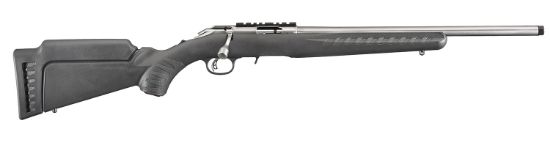 Picture of Ruger 8351 American Rimfire Full Size 22 Lr 10+1 18" Satin Stainless Threaded Barrel, Satin Stainless Scope Rail Receiver, Black Synthetic Adjustable Stock, Right Hand 