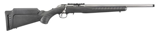 Picture of Ruger 8353 American Rimfire Full Size 17 Hmr 9+1 18" Satin Stainless Threaded Barrel, Satin Stainless Scope Rail Receiver, Black Synthetic Adjustable Stock, Right Hand 