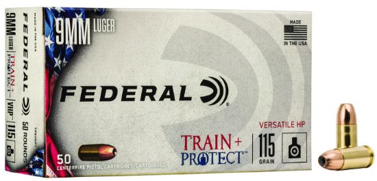 Picture of Federal Tp9vhp1 Train + Protect 9Mm Luger 115 Gr Versatile Hollow Point 50 Per Box/ 10 Case 