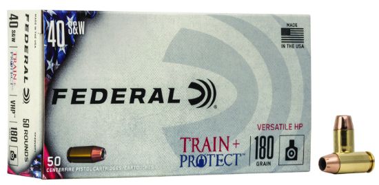 Picture of Federal Tp40vhp1 Train + Protect 40 S&W 180 Gr Versatile Hollow Point 50 Per Box/ 10 Case 