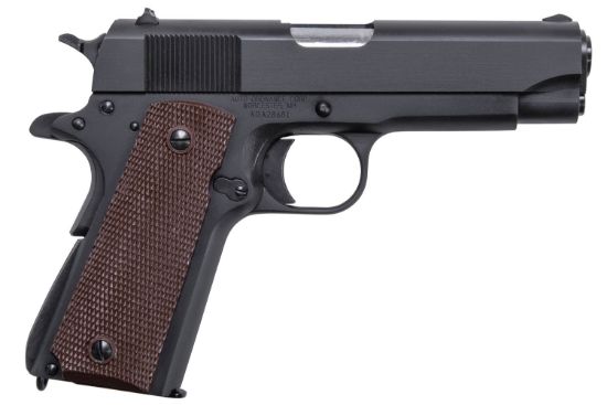 Picture of Auto-Ordnance 1911Bkoc 1911 A1 Commander 45 Acp 7+1 4.25" Matte Black Serrated Carbon Steel Slide Matte Black Matte Black Carbon Steel Brown Checkered Polymer Grips Right Hand 