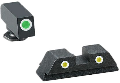 Picture of Ameriglo Gl115 Classic Tritium Sight Set For Glock Black | Green Tritium With White Outline Front Sight Yellow Tritium With White Outline Rear Sight 