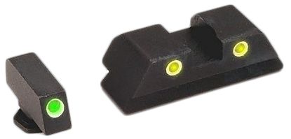 Picture of Ameriglo Gl121 Classic Tritium Sight For Glock Black | Green Tritium With White Outline Front Sight Yellow Tritium With White Outline Rear Sight Set 