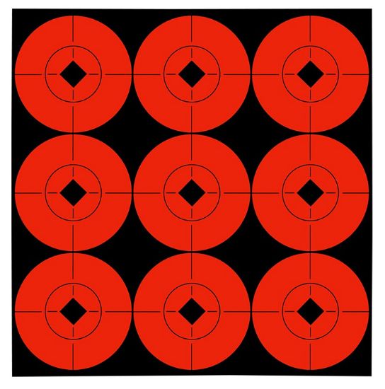 Picture of Birchwood Casey 33902 Target Spots Self-Adhesive Paper Black/Orange 2" Bullseye 90 Targets 