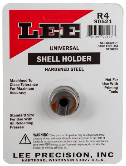 Picture of Lee Precision 90521 Shell Holder Universal Size #4R Steel Capacity 1 Casing Works With Standard Reloading Press Includes Shell Holder 