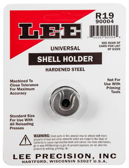 Picture of Lee Precision 90004 Shell Holder Universal #19R 9Mm Luger / 38 Acp / 40 S&W 