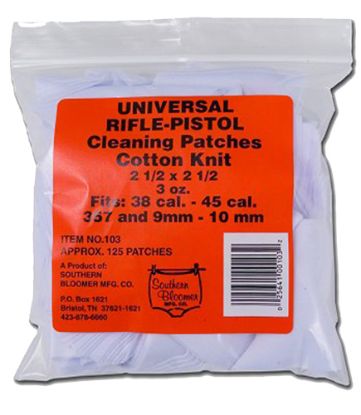 Picture of Southern Bloomer 103 Cleaning Patches Cotton 2.50" X 2.50" 130 Per Bag Rifle/Handgun 
