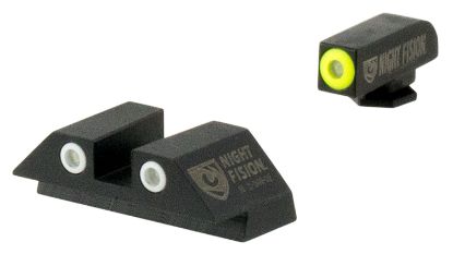 Picture of Night Fision Glk001003ygw Tritium Sight Set Fixed Yellow Ring Front/White Ring Rear/Black Frame, Compatible W/Glock 17/19/34 Front Post/Rear Dovetail Mount 