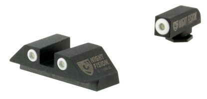 Picture of Night Fision Glk001003wgz Tritium Sight Set Fixed White Ring Front/Black Ring Rear Black Frame Compatible W/Glock 17/19/34 Front Post/Rear Dovetail Mount 