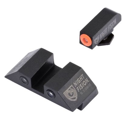 Picture of Night Fision Glk001003ogz Tritium Sight Set Fixed Orange Ring Front/Black Ring Rear/Black Frame, Compatible W/Glock 17/19/34 Front Post/Rear Dovetail Mount 