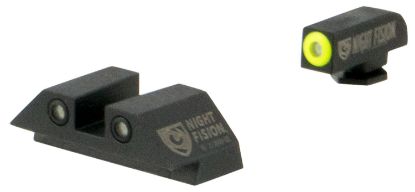 Picture of Night Fision Glk001003ygz Tritium Sight Set Fixed Yellow Ring Front/Black Ring Rear/Black Frame, Compatible W/Glock 17/19/34 Front Post/Rear Dovetail Mount 