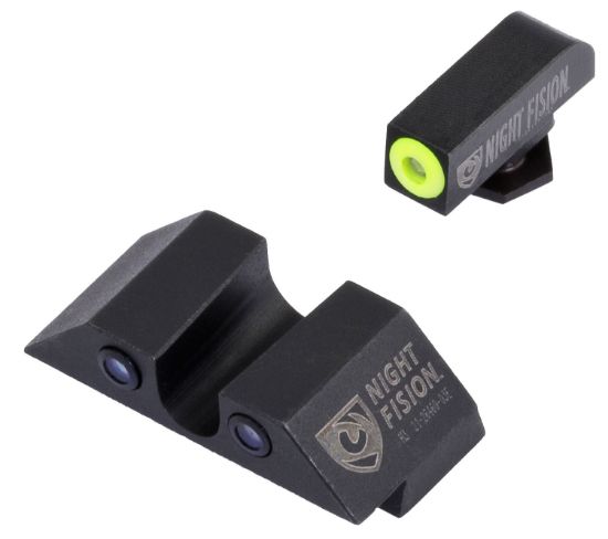 Picture of Night Fision Glk001007ygz Tritium Night Sights For Glock Black | Green Tritium Yellow Ring Front Sight Green Tritium Black Ring Rear Sight 