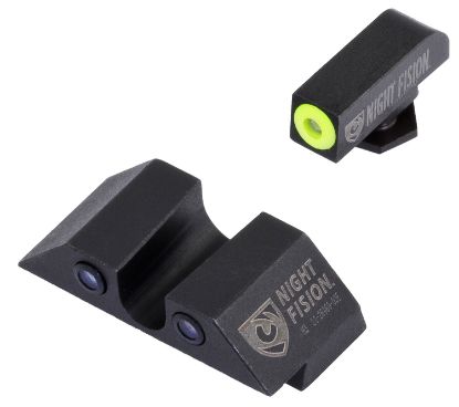 Picture of Night Fision Glk003007ygz Tritium Sight Set U-Notch Rear, Yellow Ring Tritium Front/Black Ring Rear/Black Frame Compatible W/Glock 42/43/43X Front Post/Rear Dovetail Mount 