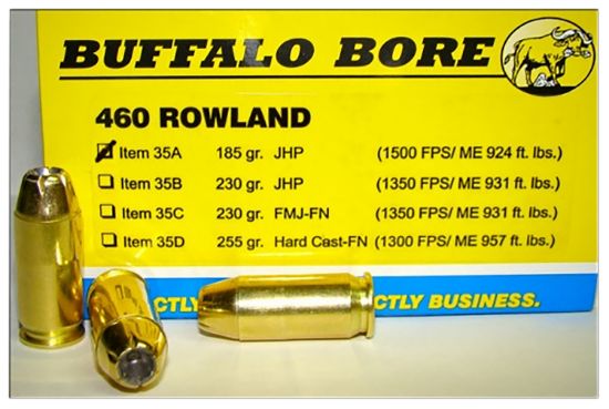 Picture of Buffalo Bore Ammunition 35A20 Personal Defense Strictly Business 460 Rowland 185 Gr Jacket Hollow Point 20 Per Box/ 12 Case 