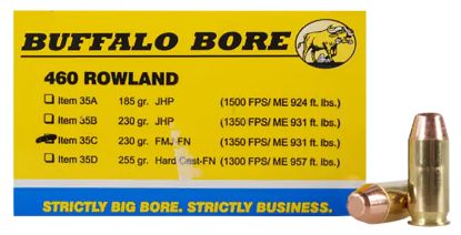 Picture of Buffalo Bore Ammunition 35C20 Personal Defense Strictly Business 460 Rowland 230 Gr Full Metal Jacket Flat Nose 20 Per Box/ 12 Case 