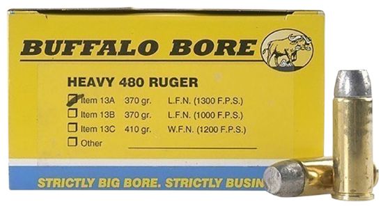 Picture of Buffalo Bore Ammunition 13A20 Heavy Strictly Business 480 Ruger 370 Gr Lead Flat Nose 20 Per Box/ 12 Case 