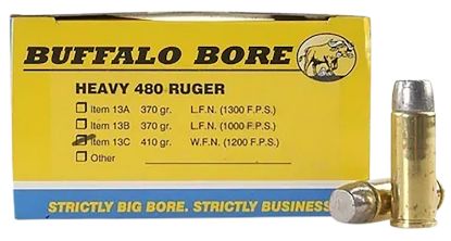Picture of Buffalo Bore Ammunition 13C20 Heavy Strictly Business 480 Ruger 410 Gr Wide Flat Nose 20 Per Box/ 12 Case 